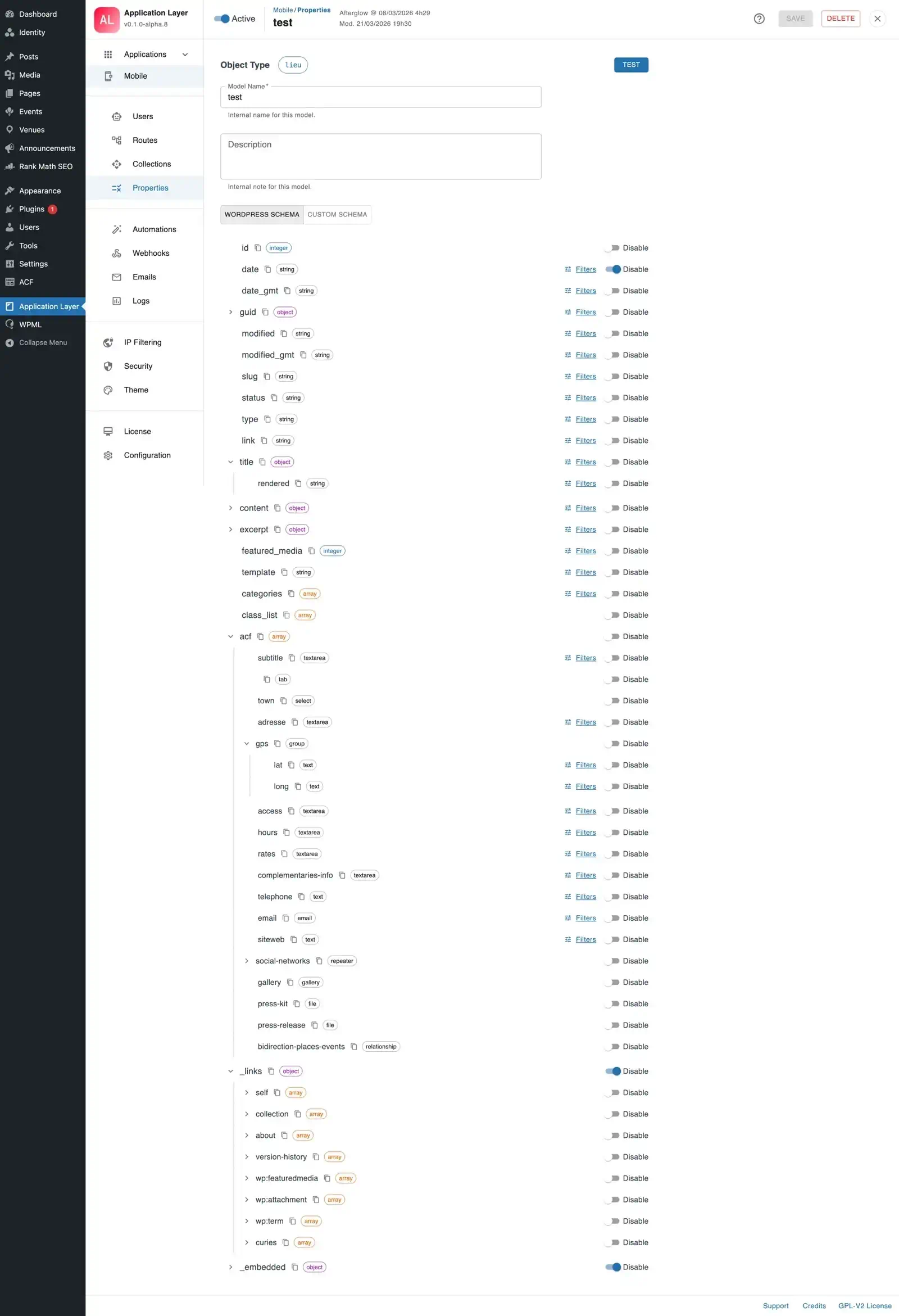 Properties β WordPress Schema